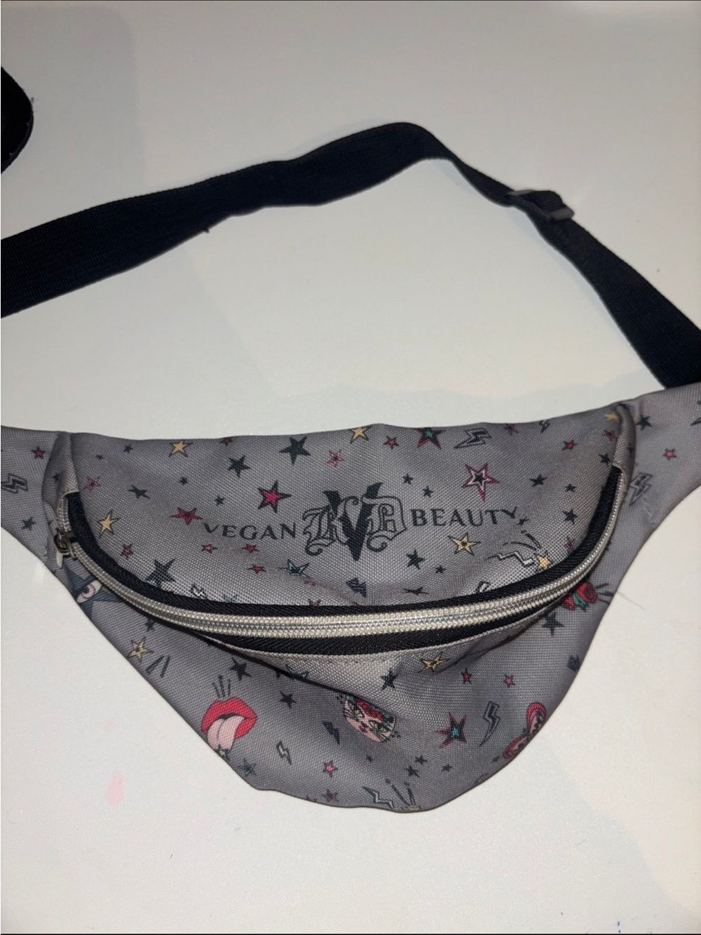 KVD Vegan Beauty Gray Star-Print Fanny Pack